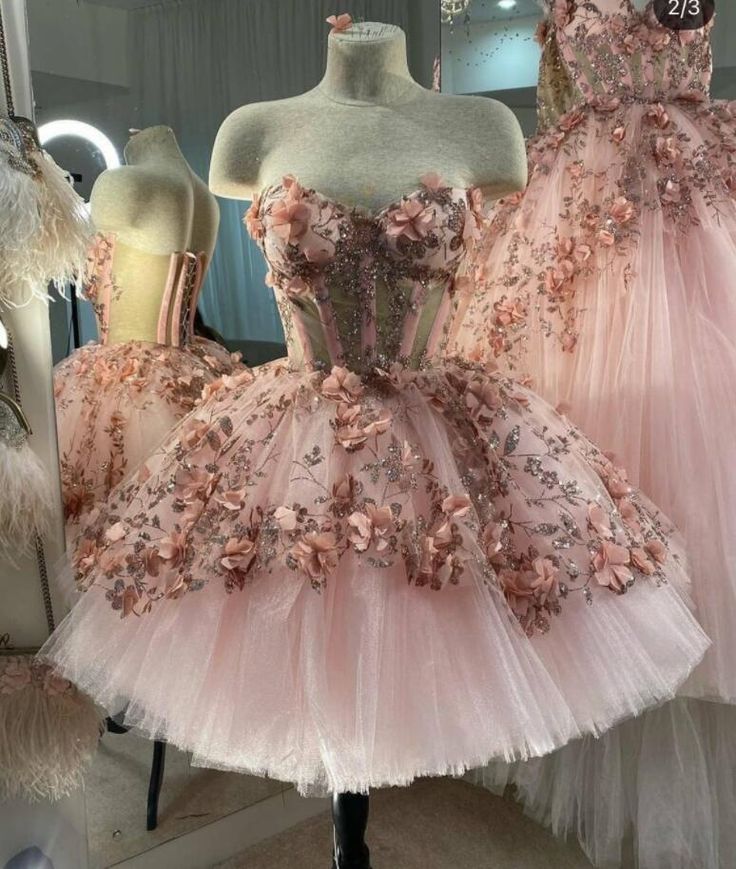 Vintage Short Pink Homecoming Dresses with Flowers C1015