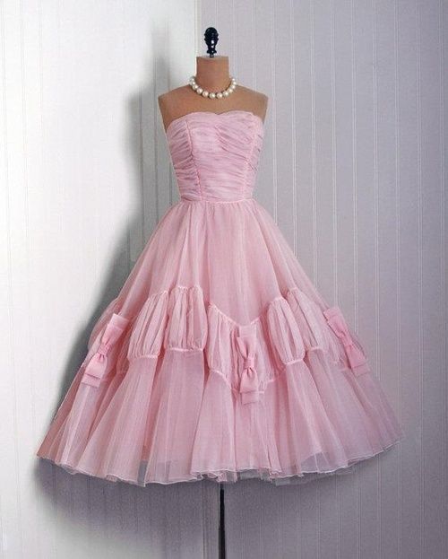 Vintage Pink Tulle 50's Birthday Outfit Homecoming Dresses C1017