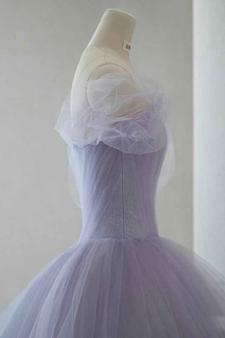 Vintage Light Purple Tulle High Low Floral Homecoming Dress C1018