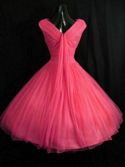 Vintage 1950's Short Tulle Knee Length Sleeveless Homecoming Dresses C1035