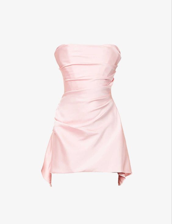 Modest Sheath Strapless Pink Satin Homecoming Dress 21st Birthday Outfit C1088