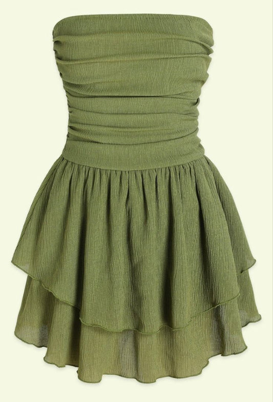 Modest A line Strapless Green Homecoming Dress 21st Birthday Outfit C1095