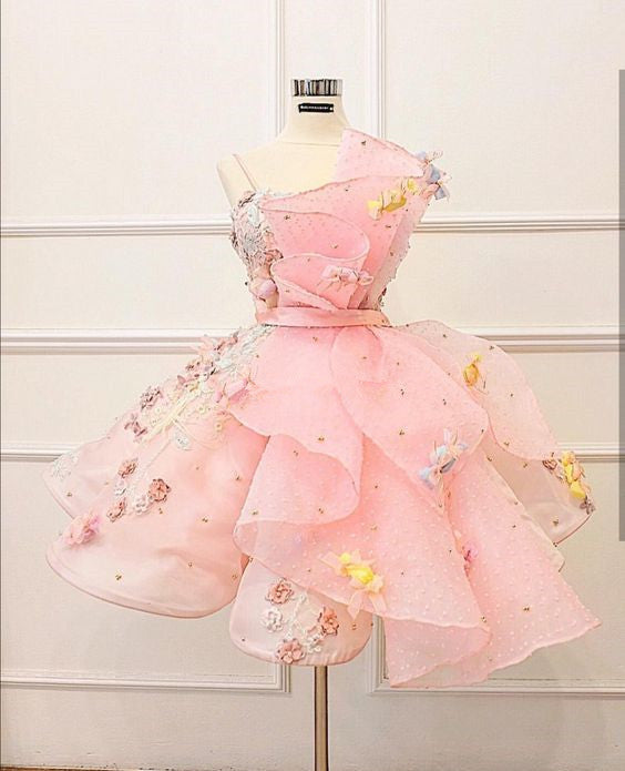 Cute Ball Gown Straplesss Short Pink Homecoming Dress Birthday Outfit C1117