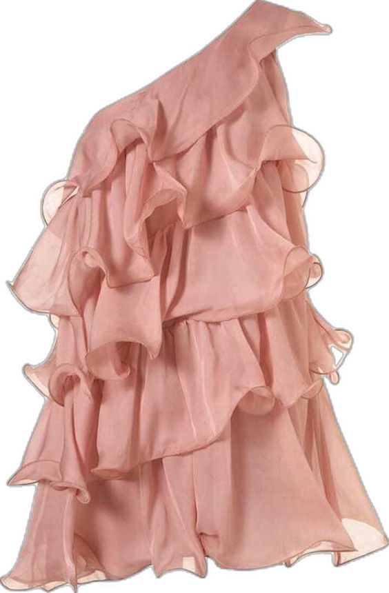 Vintage A line One Shoulder Pink Chiffon Homecoming Dress 18th Birthday Outfits C1123