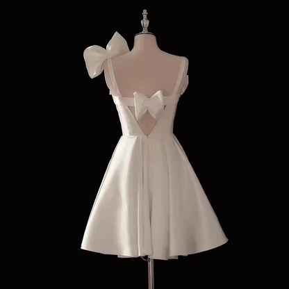 50s Vintage White Cocktail Dress Homecoming Dress With Bow Party Dress C1450