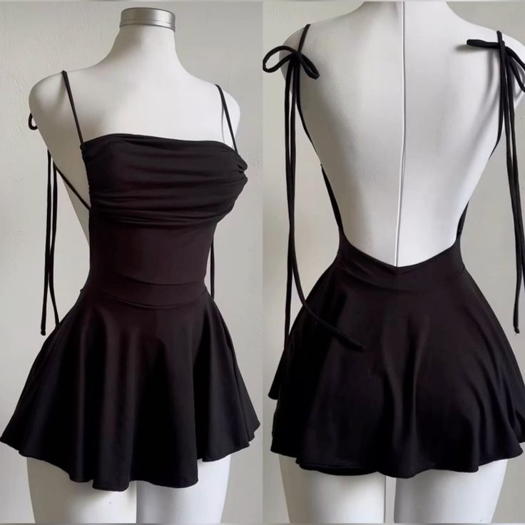 Simple A line Straps Black Short Backless Homecoming Dresses C1729