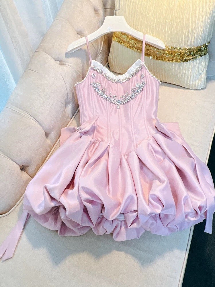 Cute A line Spaghetti Straps Short Pink Homecoming Dresses Cocktail Dress C1851