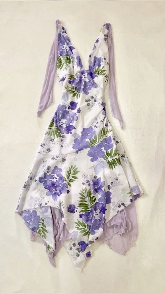 Sexy A line Spaghetti Straps Floral Lilac Short Homecoming Dresses Cocktail Dress C1937