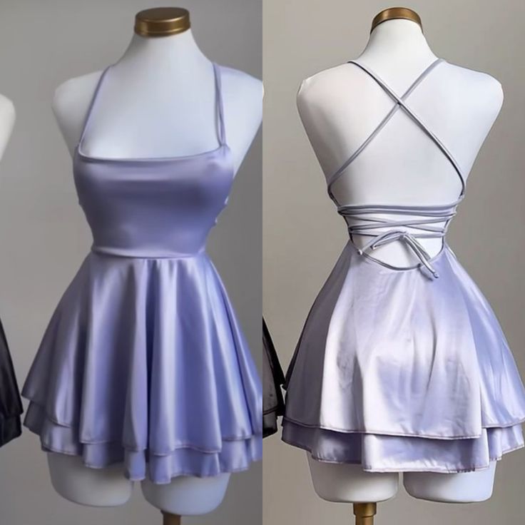 Cute A line Spaghetti Straps Lilac Short Homecoming Dresses 21st Birthday Outfit C2090