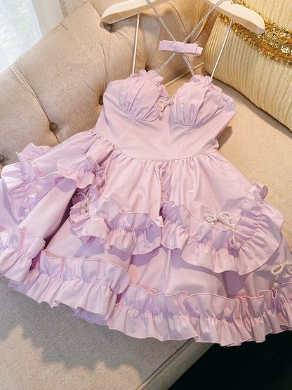 Cute Ball Gown Spaghetti Straps Pink Short Homecoming Dresses 18th Birthday Outfit C2179