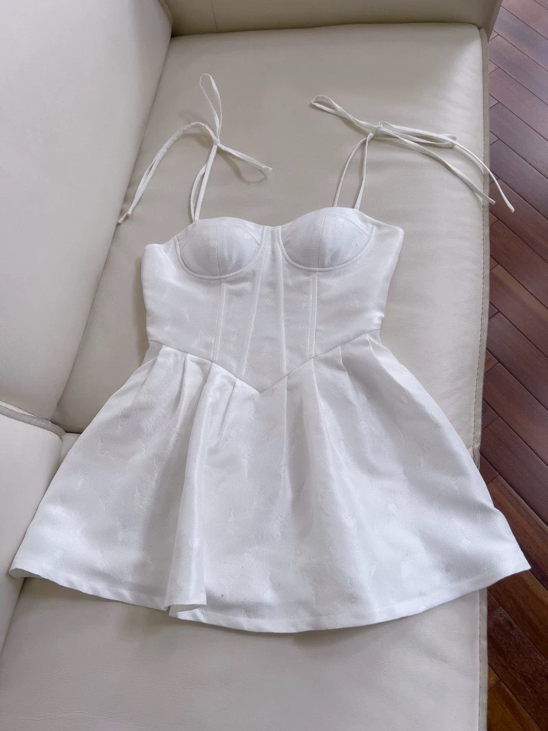 Modest A Line Spaghetti Straps White Short Homecoming Dresses Birthday Outfits C2214