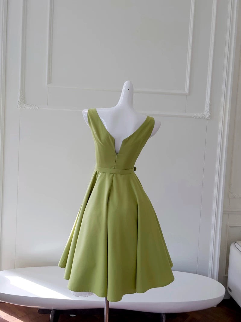 Simple A line Straps Green Short Homecoming Dresses Birthday Outfit C2292