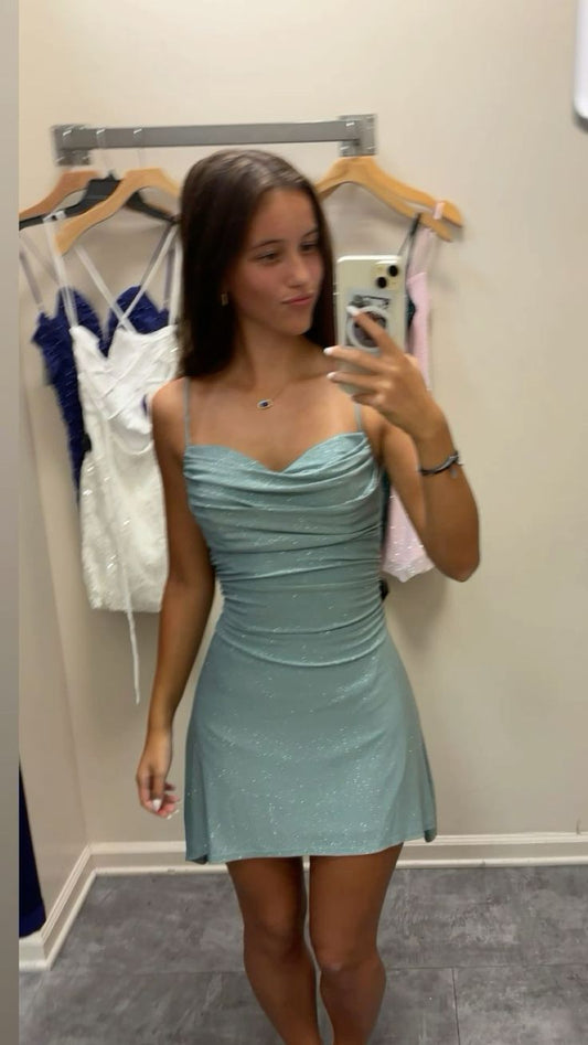 Sexy Sheath Light Sky Blue Sequin Homecoming Dresses Short Hoco Dress For Teens C2512