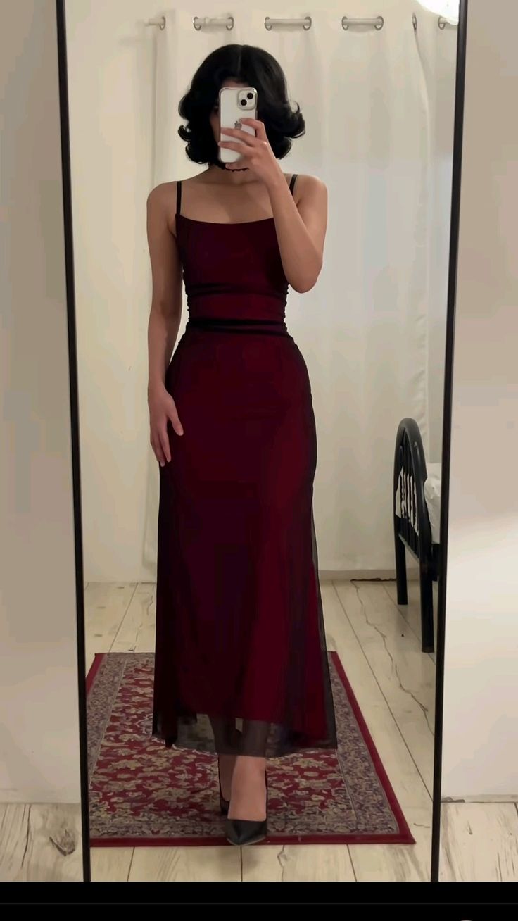 Fancy Sheath Straps Burgundy Black Long Prom Dresses C2581