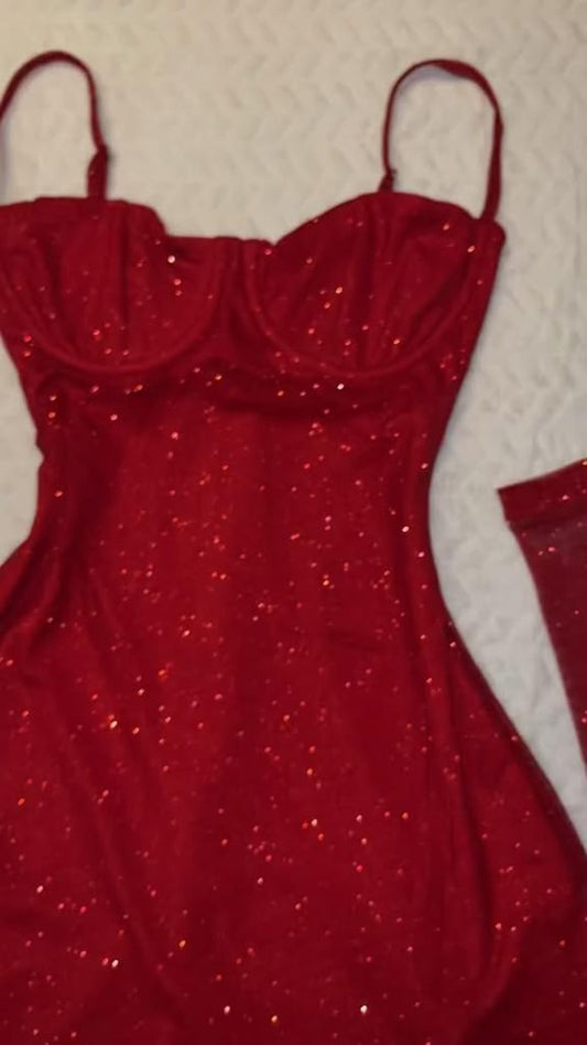 16th Birthday Sheath Spaghetti Straps Red Sequin Homecoming Dresses Short Mini Party Dress C2806