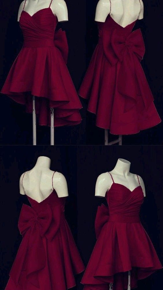 16th Birthday A Line Spaghetti Straps Burgundy Homecoming Dresses Short Birthday Dress C3374