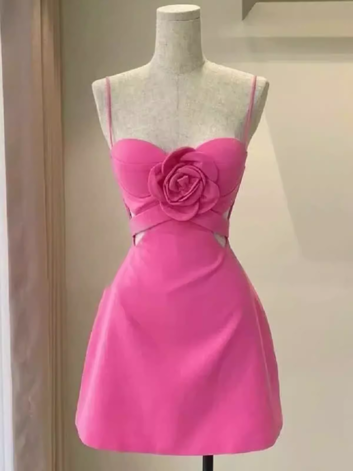 Elegant A Line Straps Pink 18th Birthday Dress Short Homecoming Dresses C519