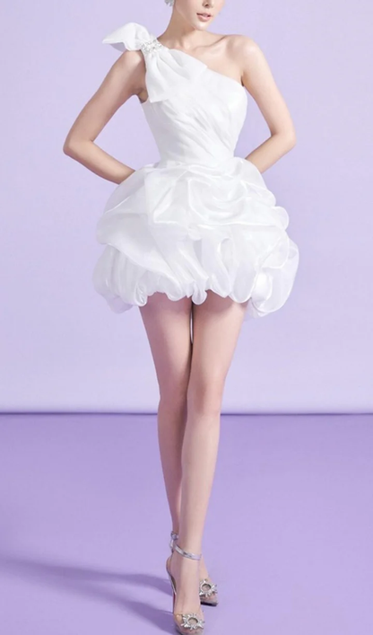 Simple Sheath One Shoulder Short Birthday Dress White Homecoming Dresses C466