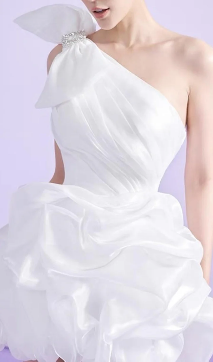 Simple Sheath One Shoulder Short Birthday Dress White Homecoming Dresses C466