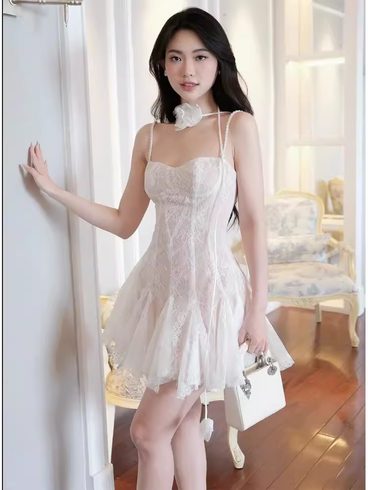 Simple A Line Straps Lace Short Birthday Dress Champagne Homecoming Dresses C474