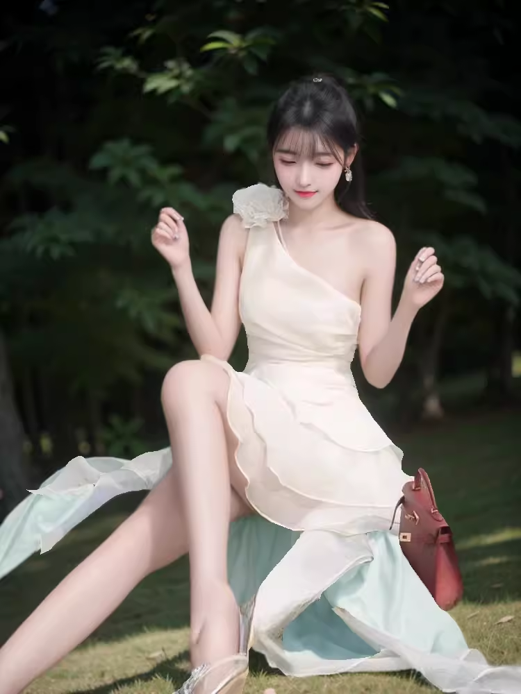 Simple A-Line One Shoulder White Short Birthday Outfits Homecoming Dress C537