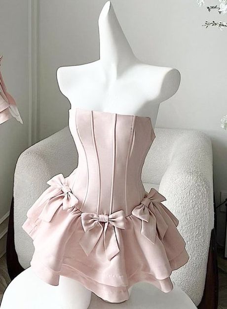 Chic A line Pink Short Homecoming Dress Satin Party Dress C578