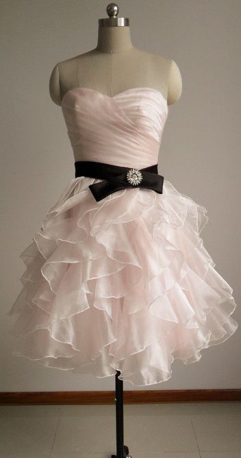 Adorable Cute Organza Light Pink Short Formal Dress Homecoming Dress C590