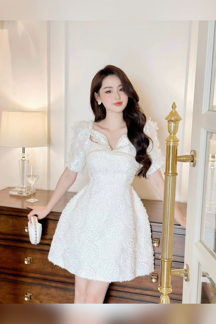 Chic A Line Short Lace White Homecoming Dress 18th Birthday Outfits C630