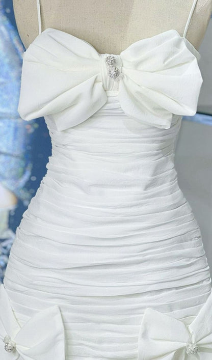 Strappy Bandeau Midi Dress White Homecoming Dress C632