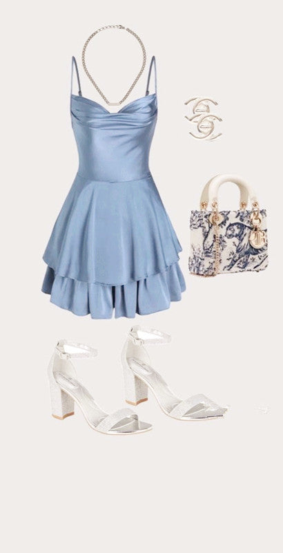 Simple A line Straps Short Blue Homecoming Dress 20th Birthday Outfits C633