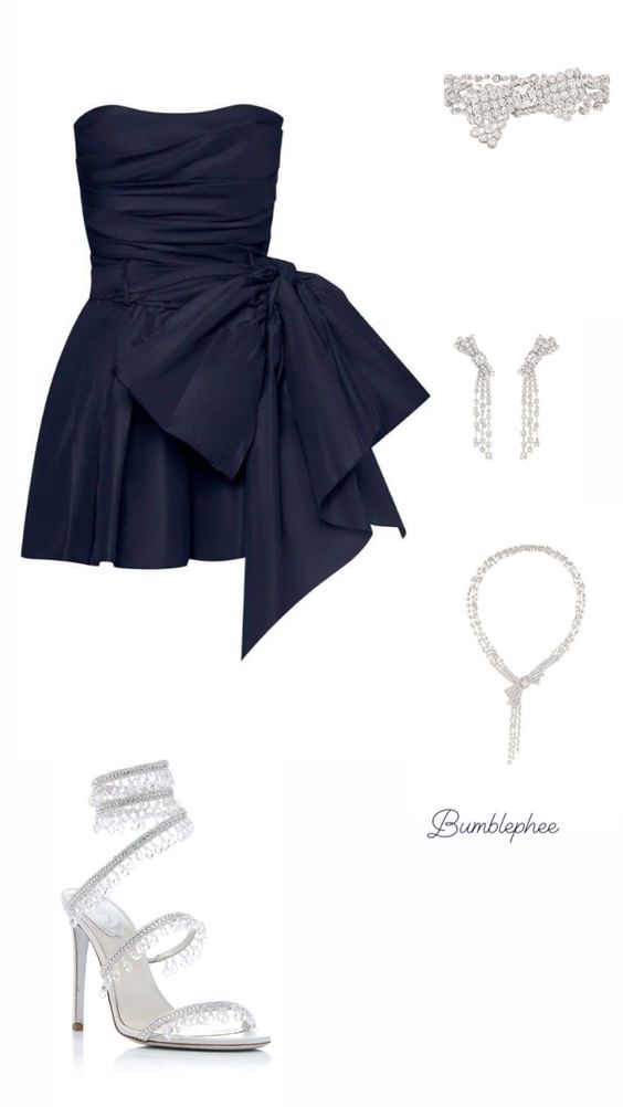 Chic A line Satin Strapless Short Navy Blue Homecoming Dress 20th Birthday Outfits CC636