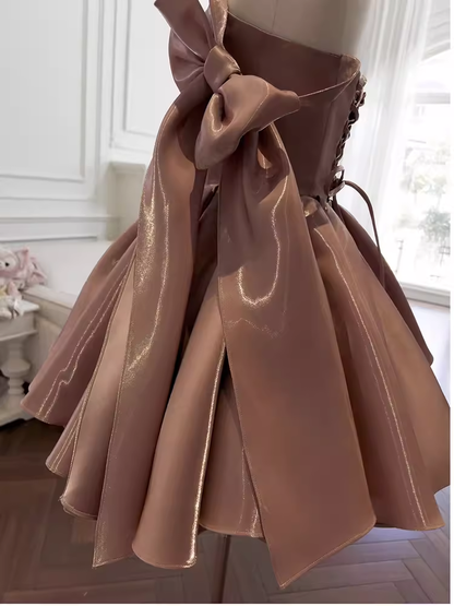 Sexy A line Straps Brown Birthday Outfit Homecoming Dresses C956