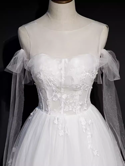 Vintage A line Straps White Tulle Homecoming Dress 18th Birthday Outfits C986