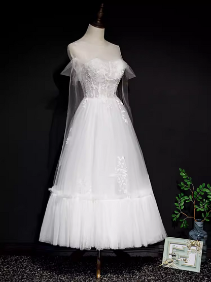 Vintage A line Straps White Tulle Homecoming Dress 18th Birthday Outfits C986