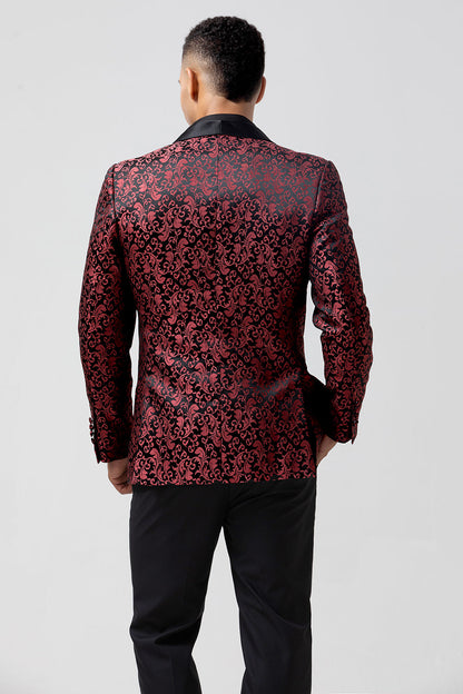 Red 2 Pieces Jacquard Shawl Lapel Men's Wedding Suits