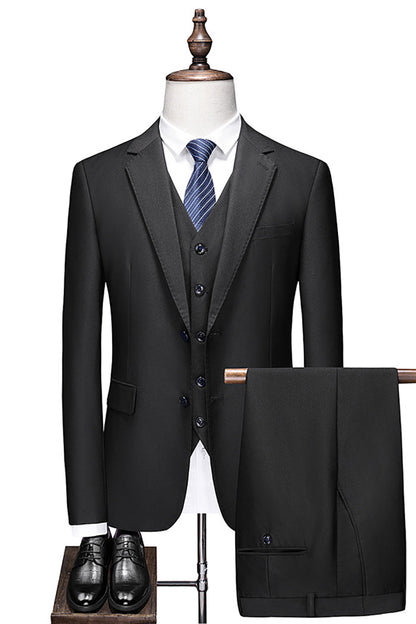 Black Notched Lapel Two Buttons Men's Wedding Suits