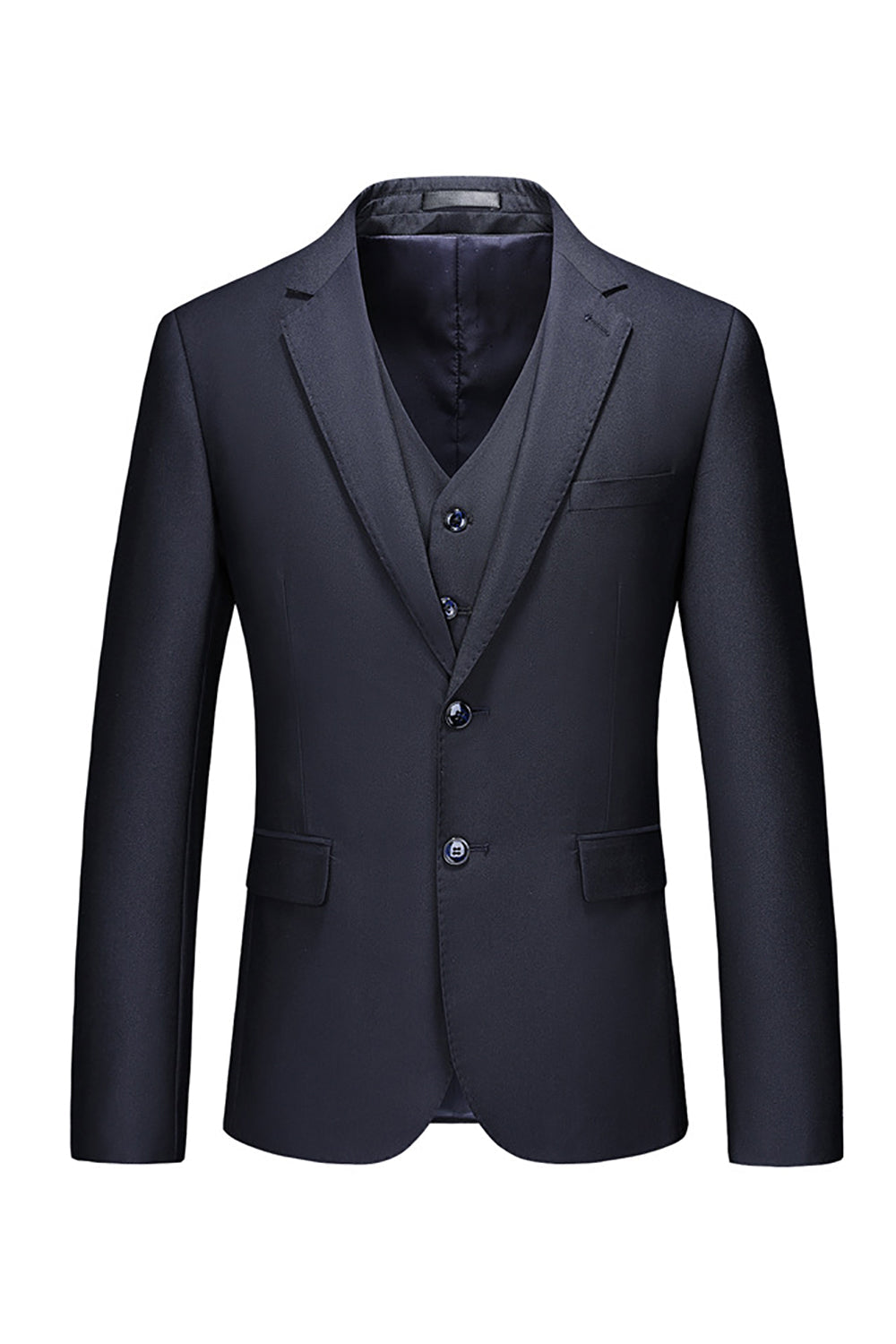 Black Notched Lapel Two Buttons Men's Wedding Suits