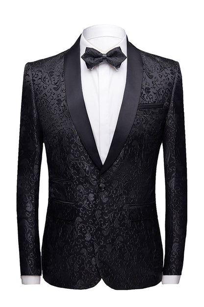 Black 2 Pieces Jacquard Men's Wedding Suits