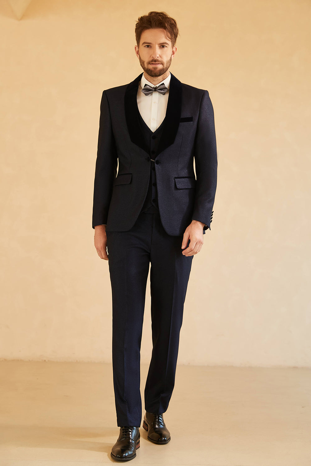 Shawl Lapel One Button Navy Wedding Suits For Men