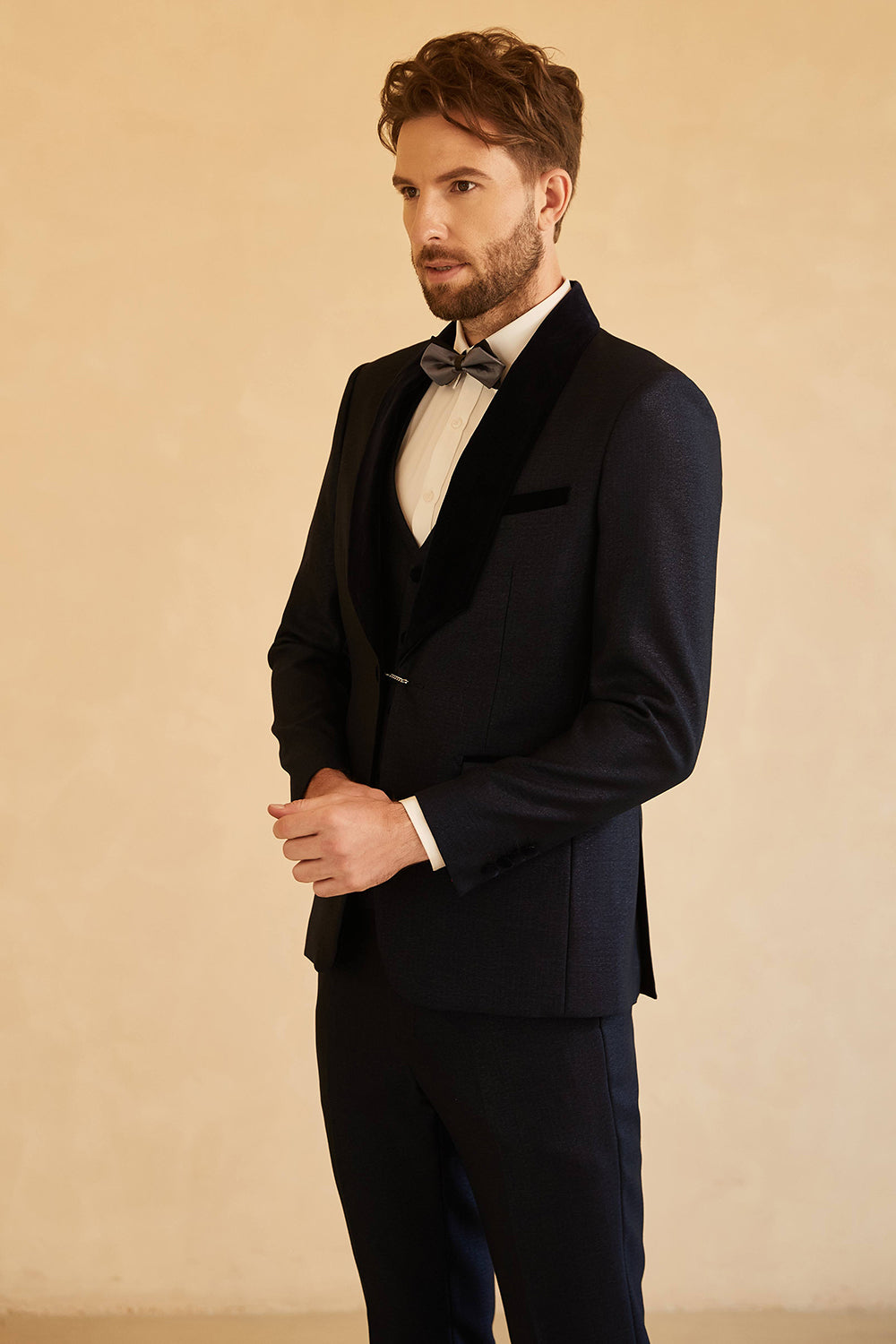 Shawl Lapel One Button Black Wedding Suits For Men