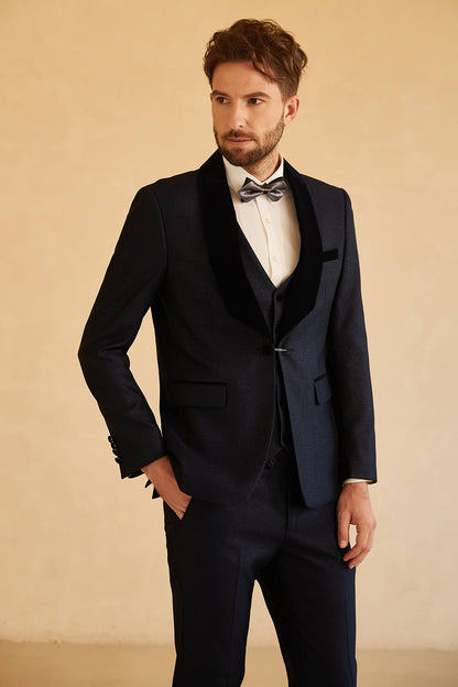 Shawl Lapel One Button Black Wedding Suits For Men