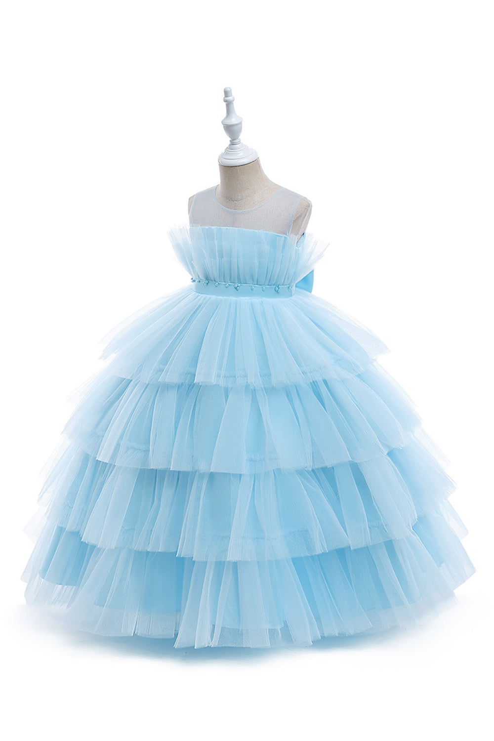 Pink Tulle A Line Flower Girl Dress with Bow