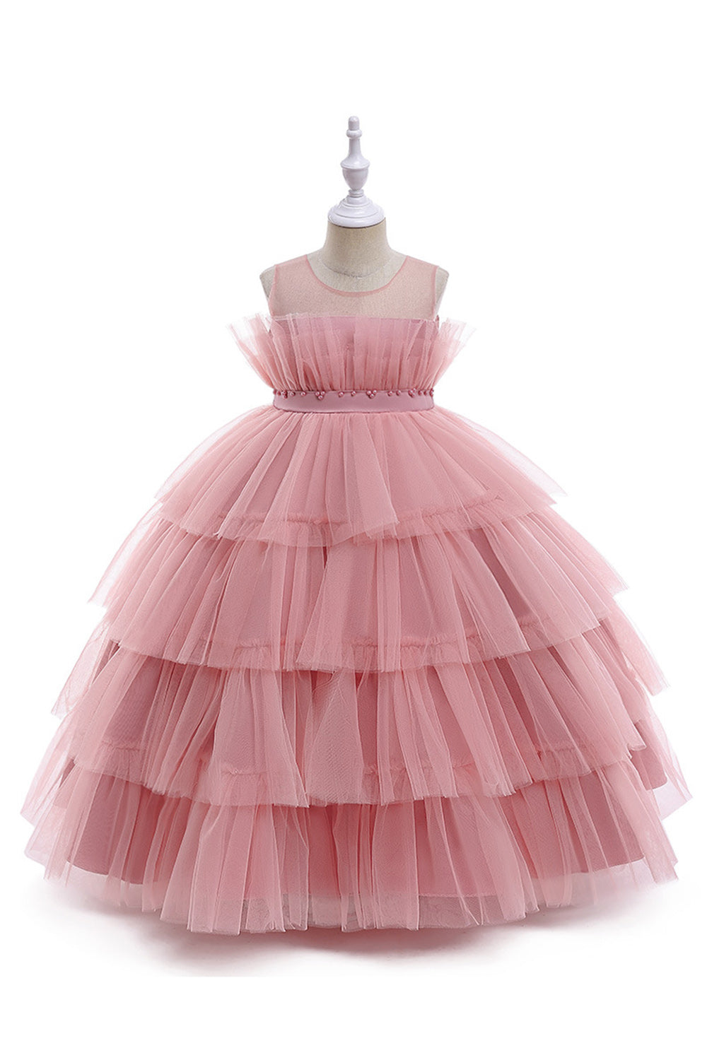 Pink Tulle A Line Flower Girl Dress with Bow