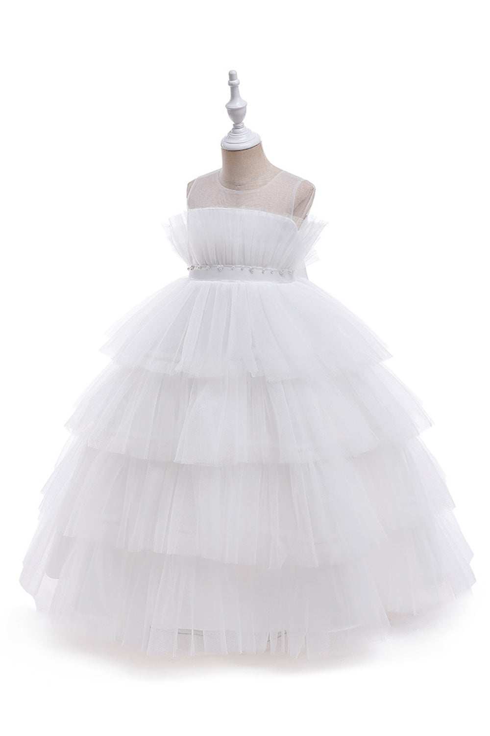 Pink Tulle A Line Flower Girl Dress with Bow