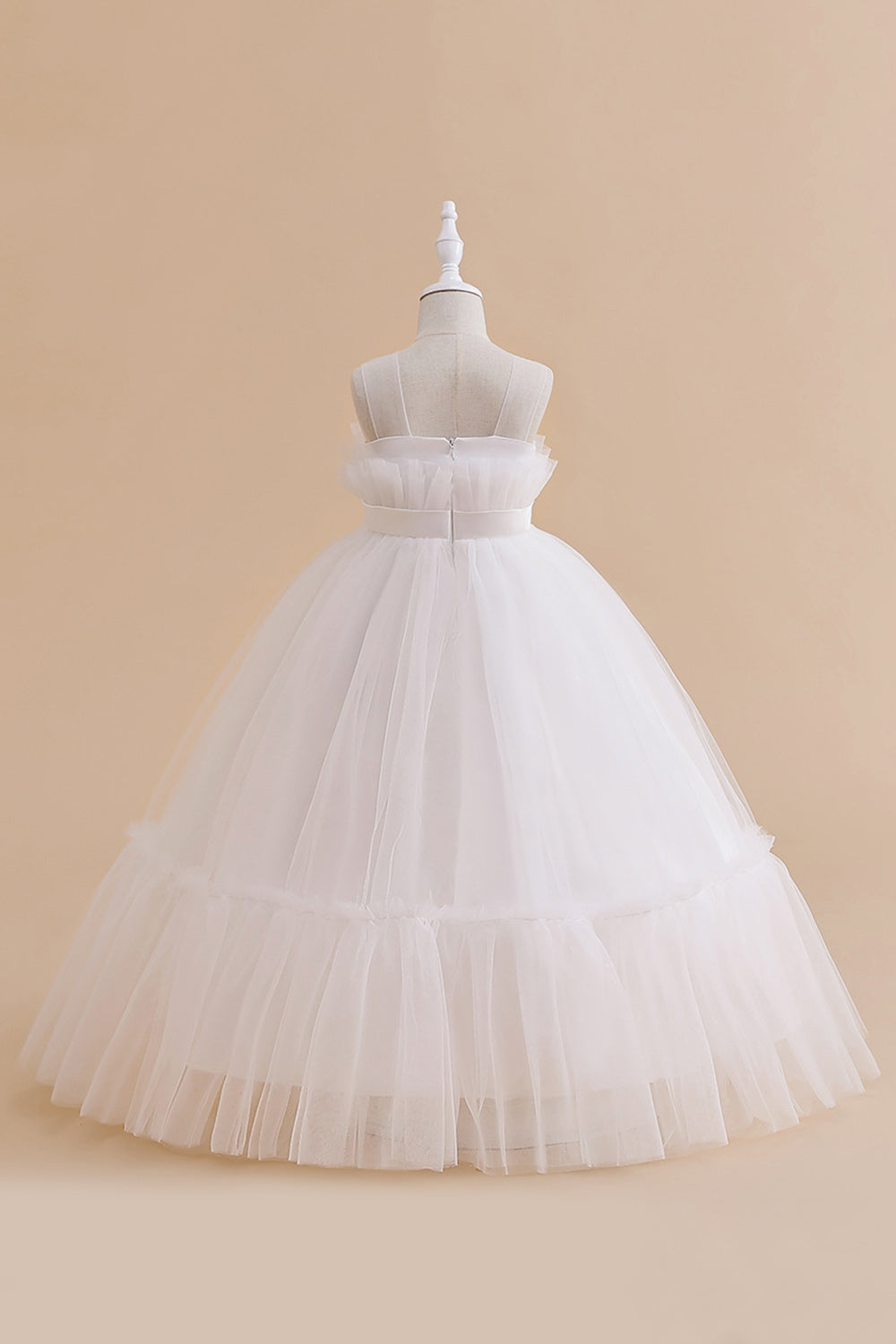 Green Straplee Tulle A Line Flower Girl Dress with Bow