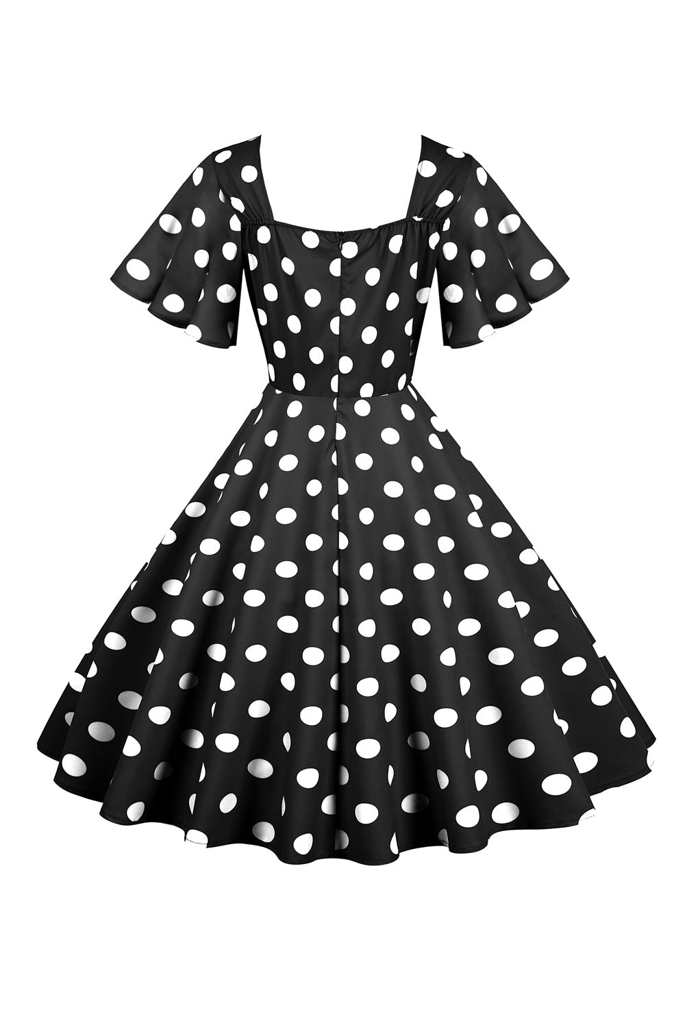 Polka Dots White Vintage Dress with Short Sleeves