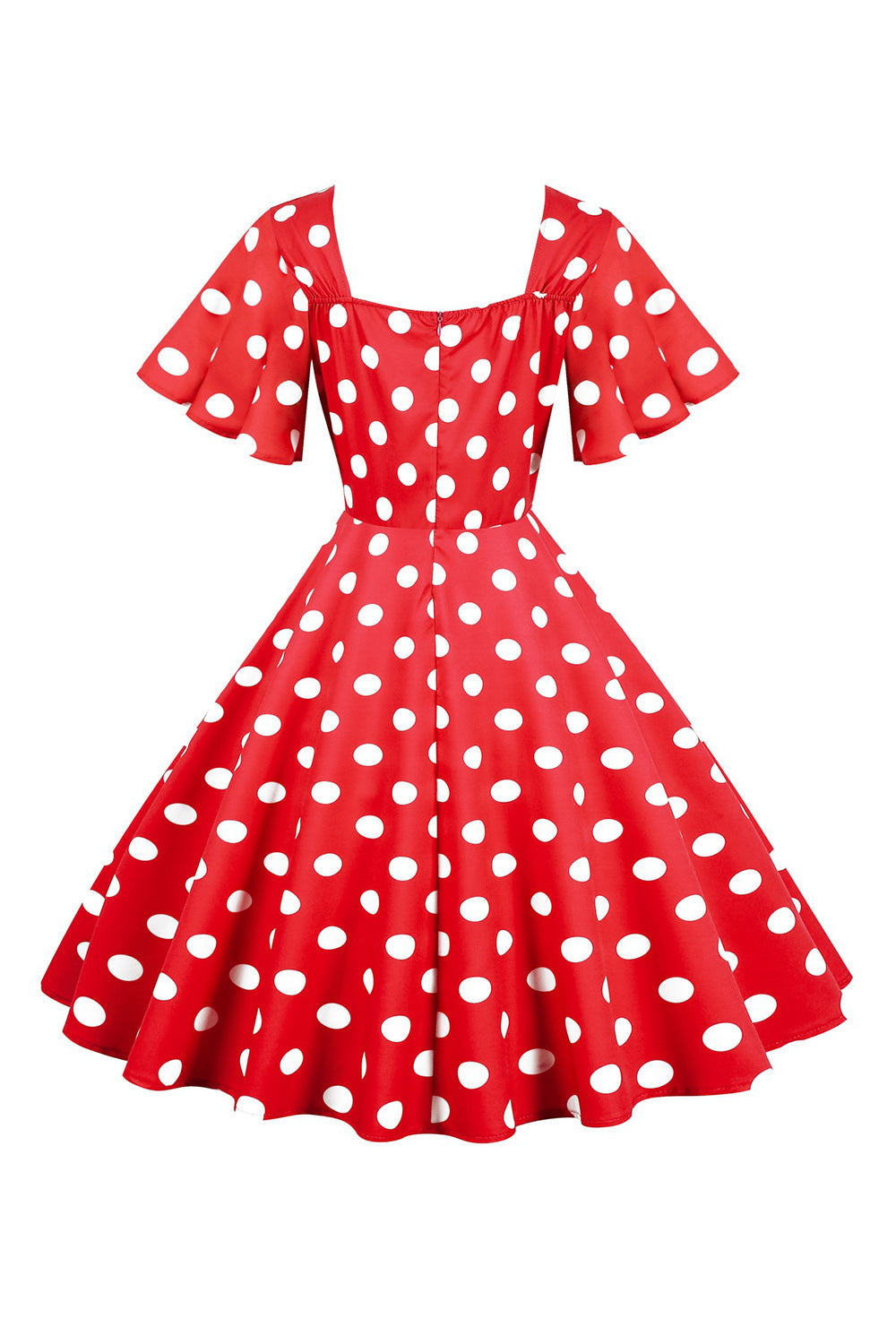 Polka Dots White Vintage Dress with Short Sleeves