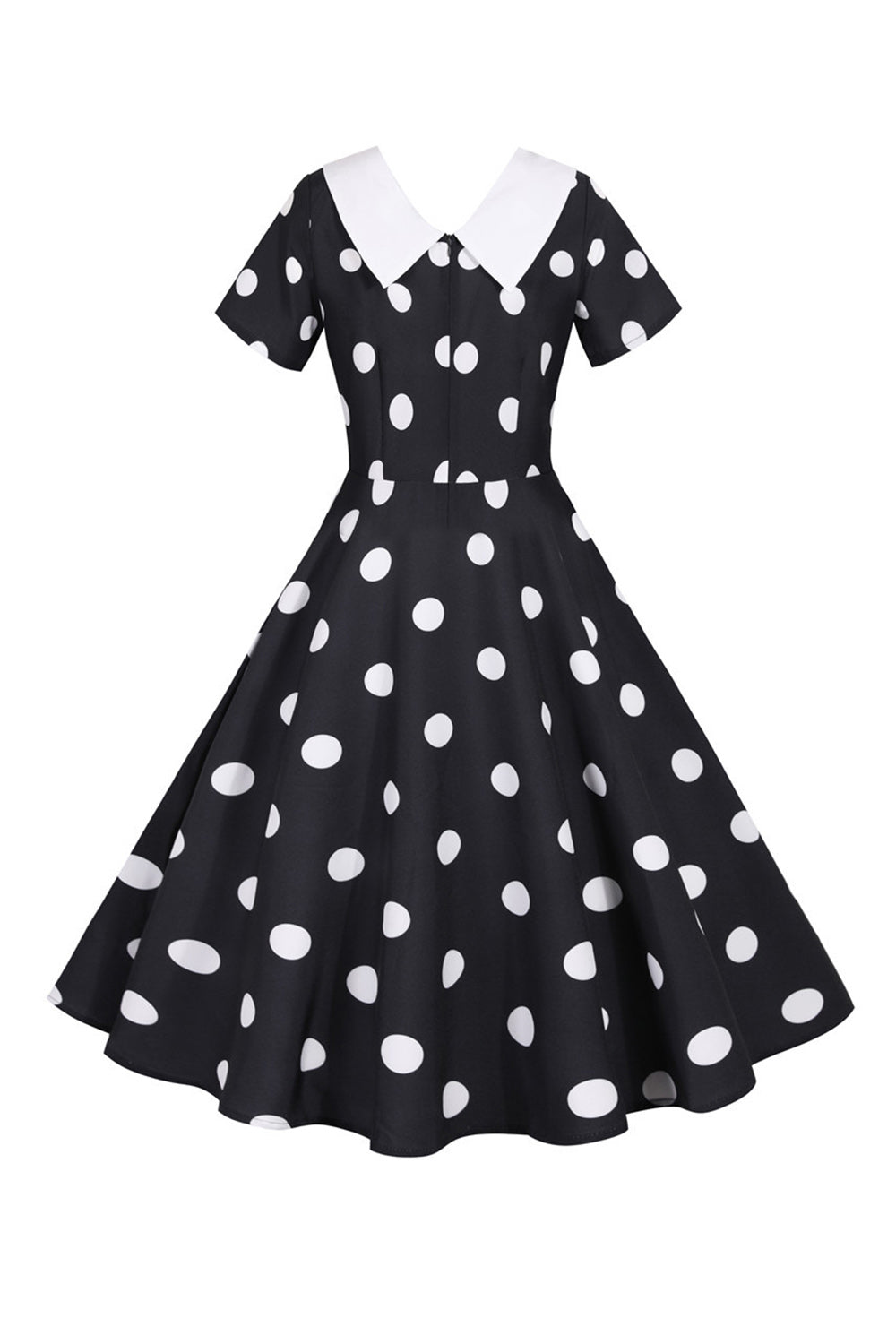 Polka Dots Yellow Vintage Dress with Short Sleeves