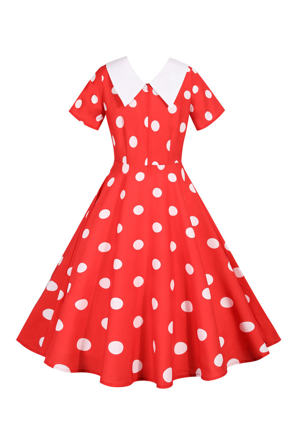 Polka Dots Yellow Vintage Dress with Short Sleeves