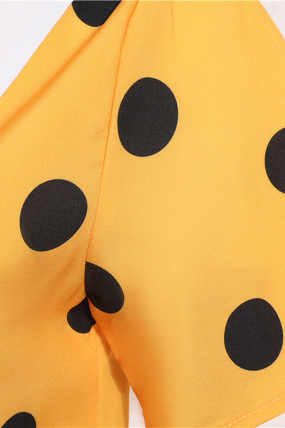 Polka Dots Yellow Vintage Dress with Short Sleeves